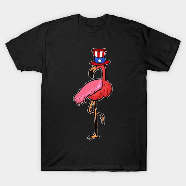 Flamingo USA T-Shirt by KAWAIITEE